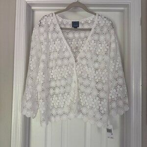 NWT‎ Rabbit Rabbit Rabbit Designs 3/4 Sleeve Shrug Women's 2X White